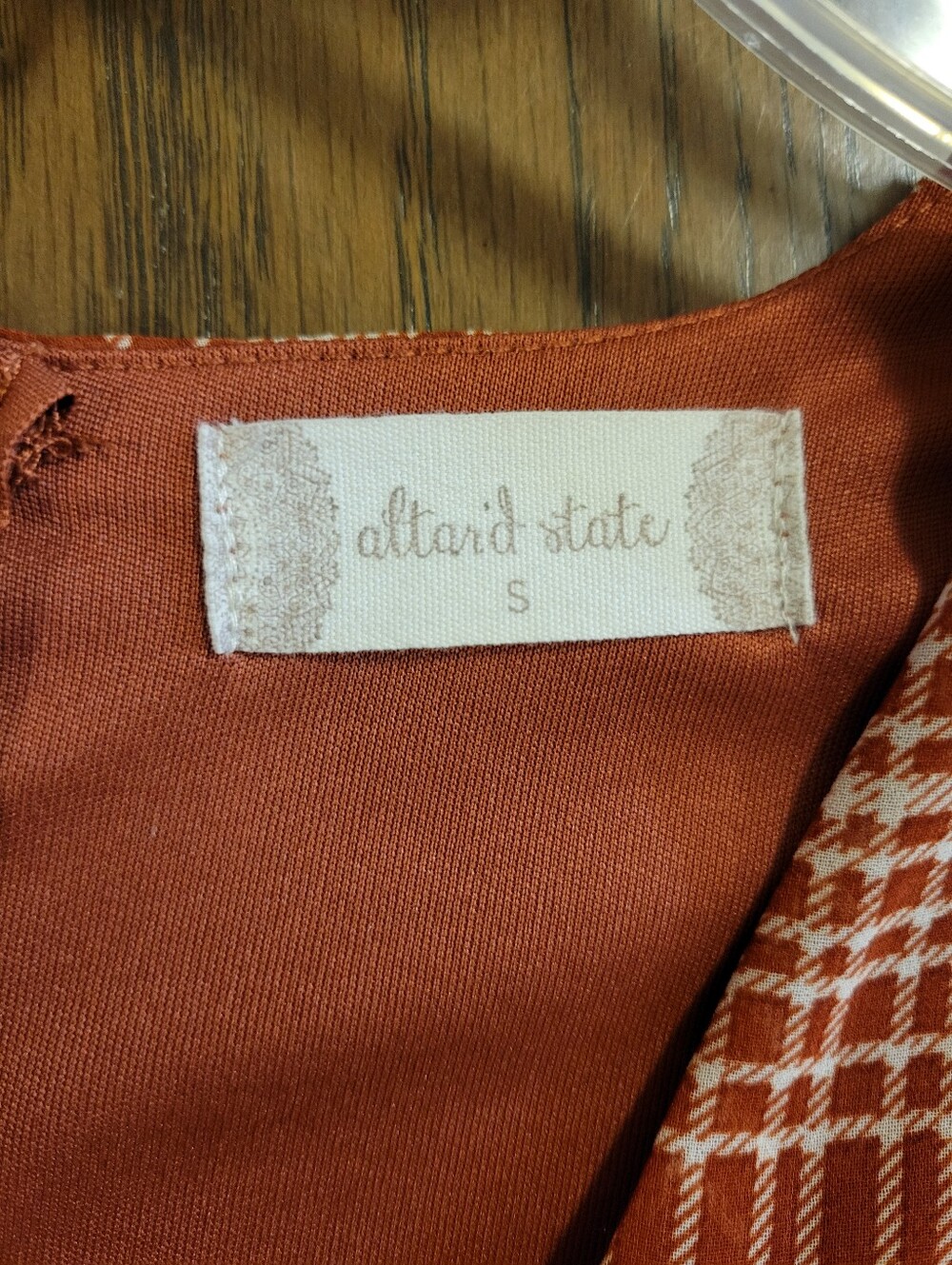 Altar'd State Rust Plaid Wrap Mini Dress - Picture 3 of 4